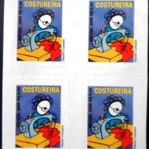 Quadra de selos postais do Brasil de 2006 Costureira M QD