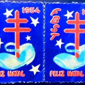 Par de selos Cinderela do Brasil de 1954 Cruz de Lorena e Sapatinho N PR