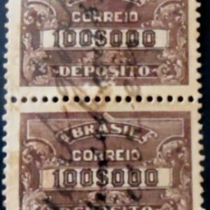 Par de selos postais do Brasil de 1935 Depósito 100$ U PR