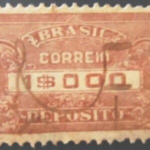 Selo postal do Brasil de 1920 Depósito 1$ U