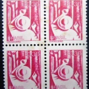 Quadra de selos postais do Brasil de 1976 Seringueiro M QD