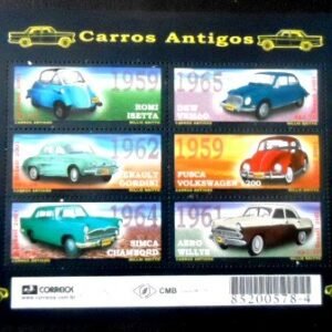 Bloco postal do Brasil de 2001 Emissão Carros Antigos M