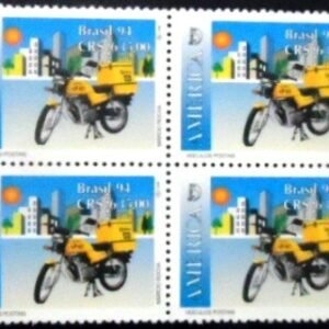 Quadra de selos postais do Brasil de 1994 Motocicleta M QD