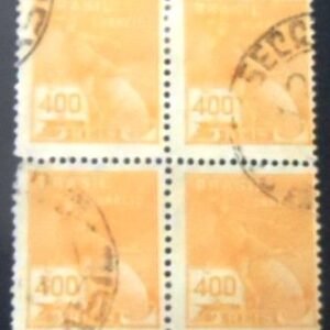 Quadra de selos postais do Brasil de 1928 Mercúrio 400 D U QD