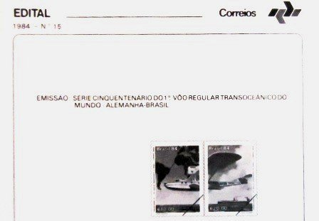 Edital nº 15 de 1984 1º Voo Brasil - Alemanha Não Selado