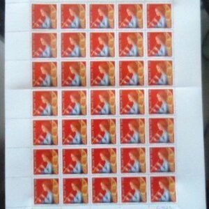 Folha completa de selos postais do Brasil de 1978 Anjo com Flauta