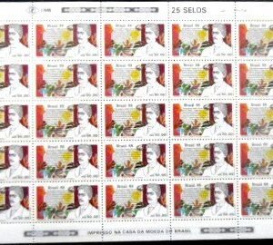 Folha completa de selos do Brasil de 1988 Raul Pompéia M FL