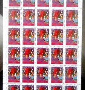 Folha completa de selos postai do Brasil de 1991 Bonecos de Olinda M FL