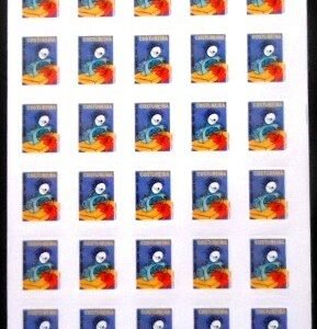 Folha completa de selos postais do Brasil de 2011 Costureira BR M FL