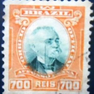 Selo postal do Brasil de 1906 Afonso Penna 700 U
