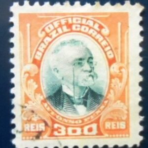 Selo postal do Brasil de 1906 Afonso Penna 300 U