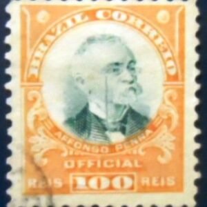 Selo postal do Brasil de 1906 Afonso Penna 100 U