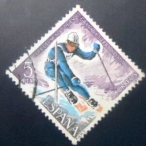 Selo postal da Espanha de 1977 World Ski Championships U