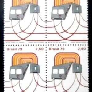 Quadra de selos postais do Brasil de 1979 Metrô Rio de Janeiro M QD