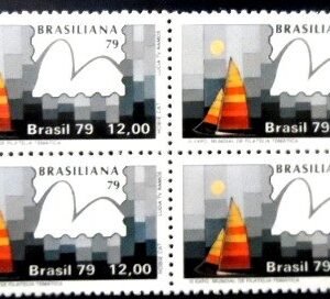 Quadra de selos postais do Brasil de 1979 Hobie Cat M QD