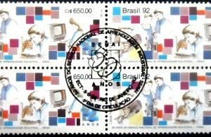 Quadra de selos postais do Brasil de 1992 SENAI MCC QD