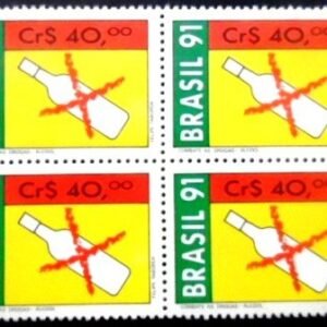 Quadra de selos postais do Brasil de 1991 Álcool M QD