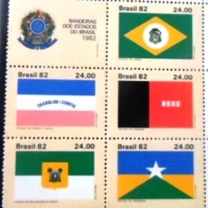 Se-tenant do Brasil de 1982 Bandeiras II M SET