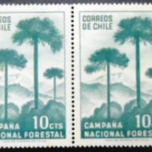 Par de selos postais do Chile de 1967 Araucária M PR