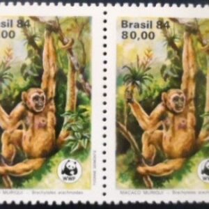 Par de selos postais do Brasil de1984 Macaco Muriqui M PR