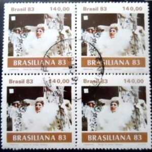 Quadra de selos postais do Brasil de 1983 Pierrot U QD