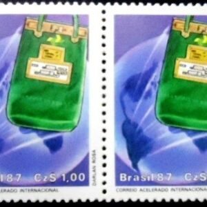 Quadra de selos postais do Brasil de 1987 Correio Acelerado Internacional M QD