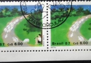 Par de selos postais do Brasil de 1987 Cidade Recife MCC PR