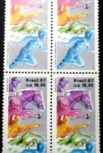 Quadra de selos postais do Brasil de 1987 Indianápolis 87 M QD