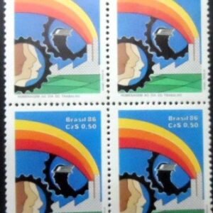 Quadra de selos postais do Brasil de 1986 Dia do Trabalho M QD