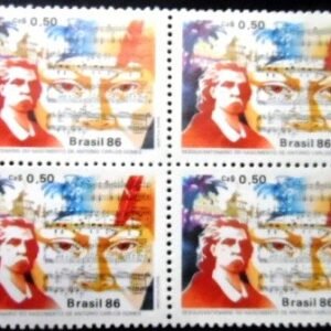Quadra de selos postais do Brasil de 1986 Carlos Gomes M QD