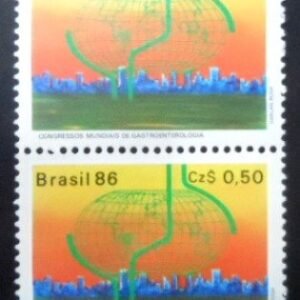 Par de selos postais do Brasil de 1986 Gastroenterologia M PR