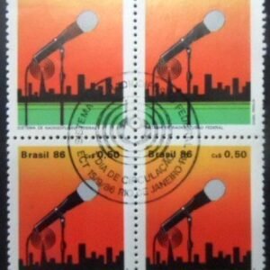 Selo postal do Brasil de 1986 Radiodifusão MCC RJ QD