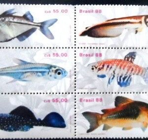 Se-tenant do Brasil de 1988 Peixes de Água Doce M SET