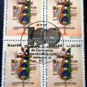 Quadra de selos postais do Brasil de 1988 Lei Áurea MCC QD