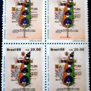 Quadra de selos postais do Brasil de 1988 Lei Áurea M QD