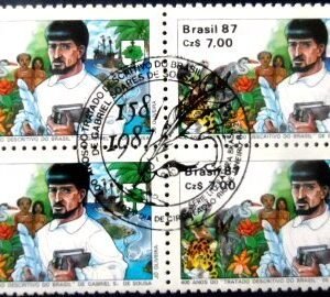 Quadra de selos postais do Brasil de 1988 Gabriel Soares de Souza M1C QD