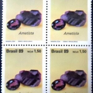 Quadra de selos postais do Brasil de 1989 Ametista M QD