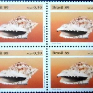 Quadra de selos postais do Brasil de 1989 Voluta Abraeu M QD