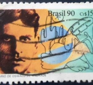 Selo postal do Brasil de 1990 Oswald de Andrade M