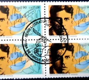 Quadra de selos postais do Brasil de 1990 Oswald de Andrade MCC QD