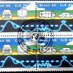 Par de se-tenant do Brasil de 1990 Congresso NTC MCC SET