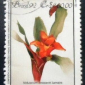 Selo postal do Brasil de 1992 Nidularium Rubens U