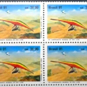 Quadra de selos postais do Brasil de 1991 Mundial de Voo Livre M QD