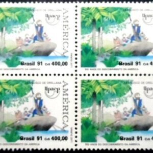 Quadra de selos postais do Brasil de 1991 Francisco de Orellana M QD