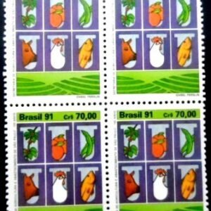 Quadra de selos postais do Brasil de 1991 Secretaria Abastecimento M QD