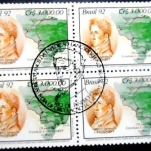 Quadra de selos postais do Brasil de 1992 Gregory Ivanovitch Langsdorff M1C QD