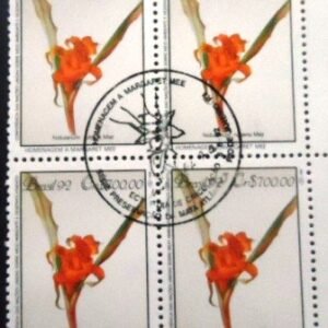 Quadra de selos postais do Brasil de 1992 Nidularium Rubens M1C QD