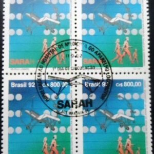 Quadra de selos postais do Brasil de 1992 Hospital Sarah M1C QD