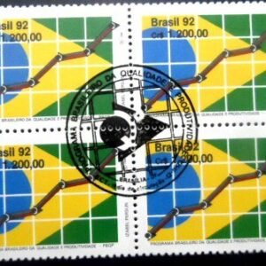 Quadra de selos postais do Brasil de 1992 Qualidade e Produtividade M1C QD