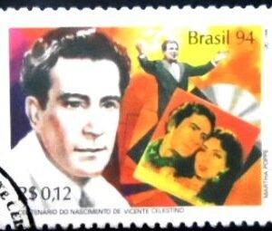 Selo postal do Brasil de 1994 Vicente Celestino NCC